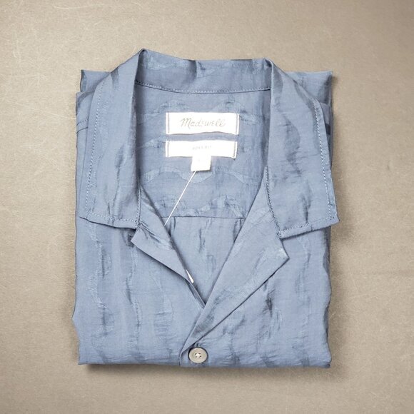 Madewell Boxy Short-Sleeve Shirt in Jacquard Men Size XS Warm Midnight Blue NWT - Picture 16 of 16